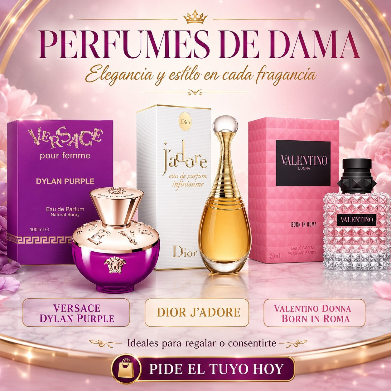 COMBO MUJER: VERSACE DYLAN PURPLE + DIOR J´ADORE + VALENTINO DONNA